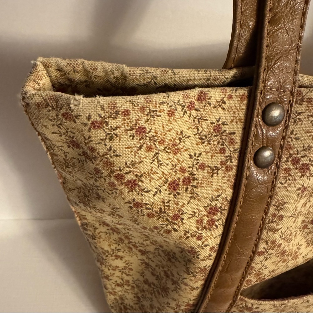 LONGABERGER Small Tote Book Bag Tan Floral - Picture 14 of 16